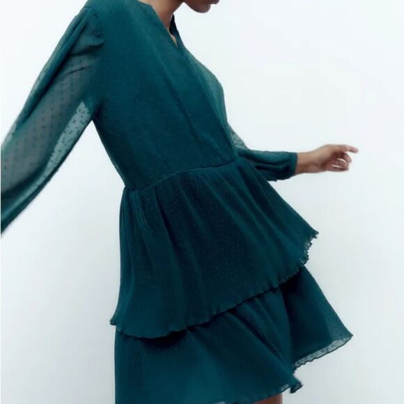 ZARA SHORT DOTTED MESH DRESS - Picture 7 of 8